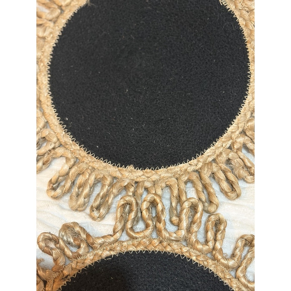 Organic Modern Braided Jute Placemats Set 4 Boho Coastal Japandi Plants Loops - Picture 8 of 9